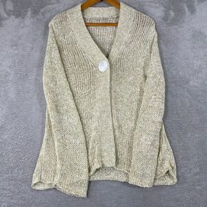 Tweeds Open Knit Cardigan‎ Sweater Womens Medium Cream Boho Coastal Cottage